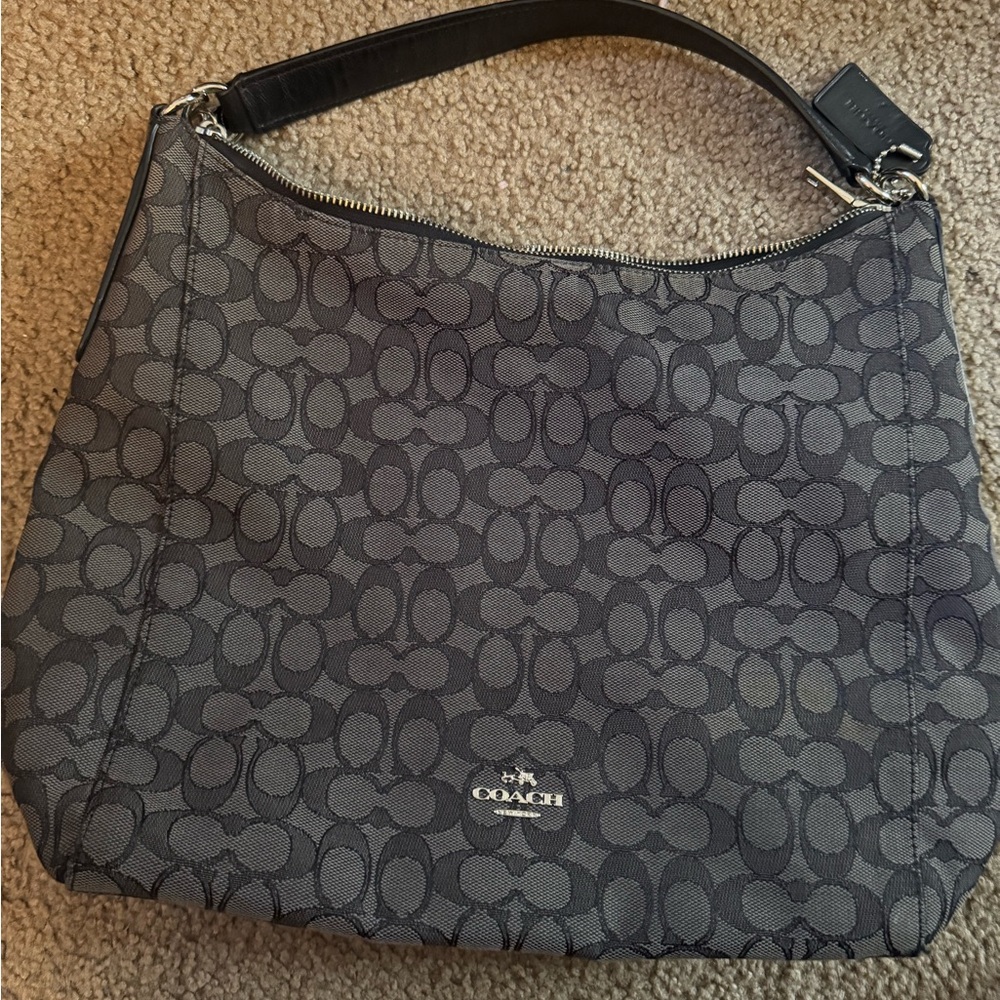 Coach Black and Gray Signature Shoulder Bag